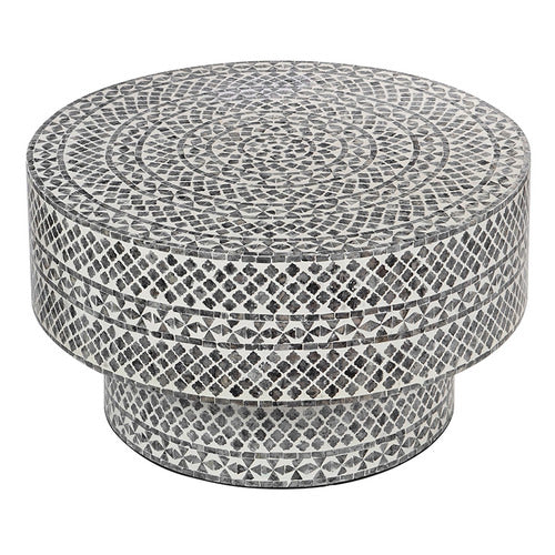 THE DECOR STORE DENISE ROUND CAPIZ SHELL COFFEE TABLE