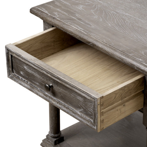 NATURALLY PROVINICIAL DEWEY OAK WOOD BEDSIDE TABLE