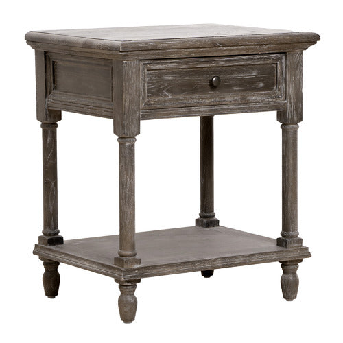 NATURALLY PROVINICIAL DEWEY OAK WOOD BEDSIDE TABLE