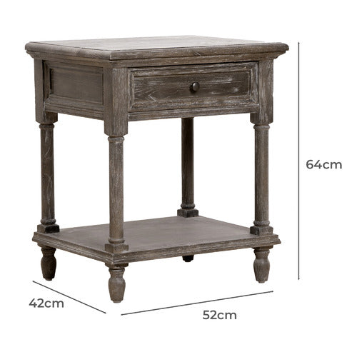 NATURALLY PROVINICIAL DEWEY OAK WOOD BEDSIDE TABLE