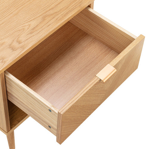DION HERRINGBONE OAK WOOD BEDSIDE TABLE