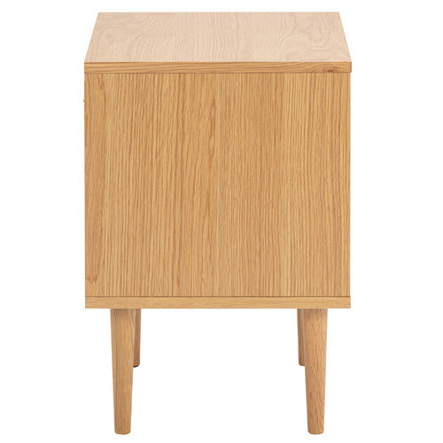 DION HERRINGBONE OAK WOOD BEDSIDE TABLE