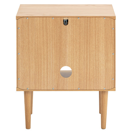 DION HERRINGBONE OAK WOOD BEDSIDE TABLE