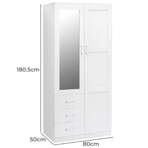 CORE LIVING WHITE MORANA 2 DOOR 3 DRAWER WARDROBE