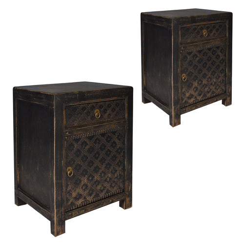 CHARTWELL HOME DYLAN PINE WOOD BEDSIDE TABLES (SET OF 2)
