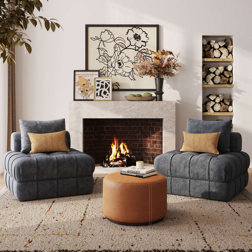 EVER DREAMING LIVING ELLA 76CM BOUCLE LOUNGE CHAIRS (SET OF 2)