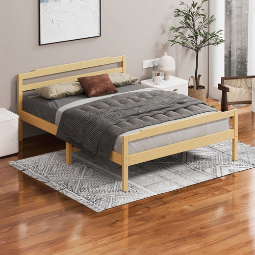 HOXTON ROOM LYNA PINE WOOD BED & TIGHT TOP MATTRESS