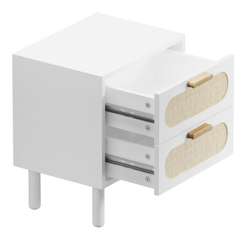 LIVING FUSION ELDRIC RATTAN 2 DRAWER BEDSIDE TABLE