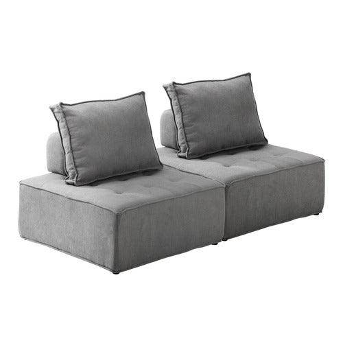 LIVING FUSION ELGA UPHOLSTERED ARMLESS LOUNGE CHAIRS (SET OF 2)