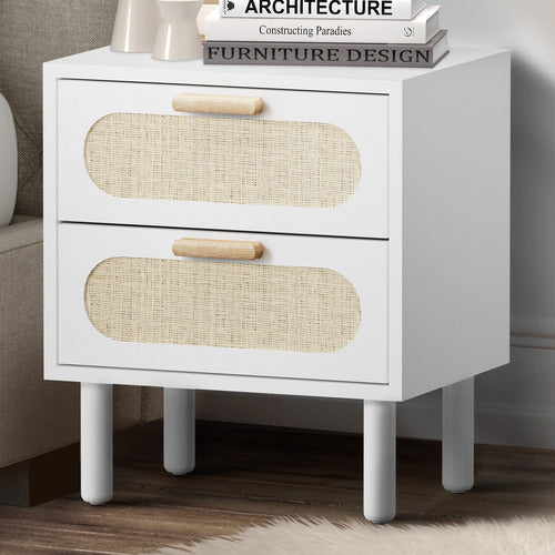LIVING FUSION ELDRIC RATTAN 2 DRAWER BEDSIDE TABLE