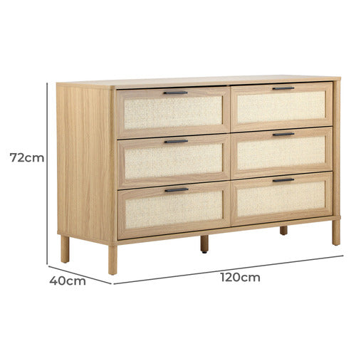 LIVING FUSION ELIDA RATTAN 6 DRAWER CHEST