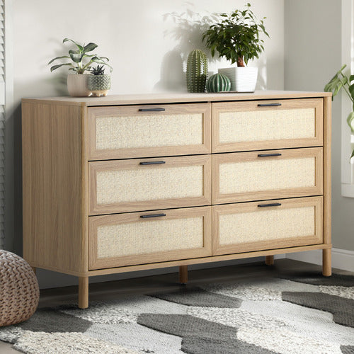 LIVING FUSION ELIDA RATTAN 6 DRAWER CHEST