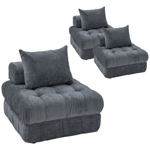 EVER DREAMING LIVING ELLA 76CM BOUCLE LOUNGE CHAIRS (SET OF 3)