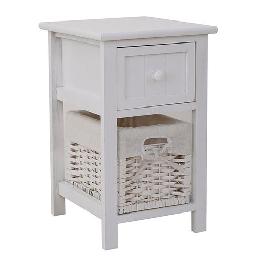 EVER DREAMING LIVING ELOISA BEDSIDE TABLE WITH WICKER BASKET