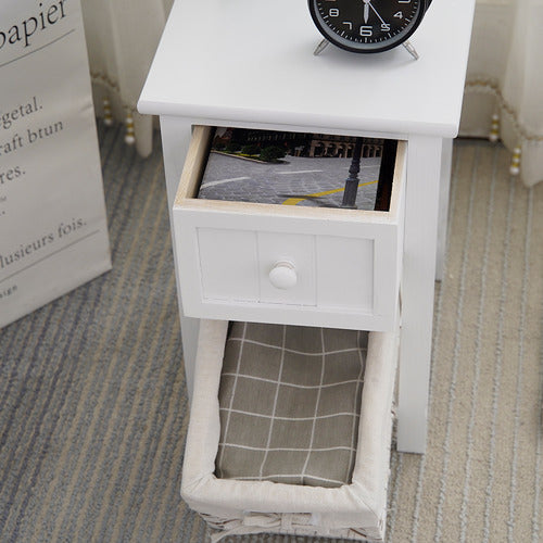 EVER DREAMING LIVING ELOISA BEDSIDE TABLE WITH WICKER BASKET