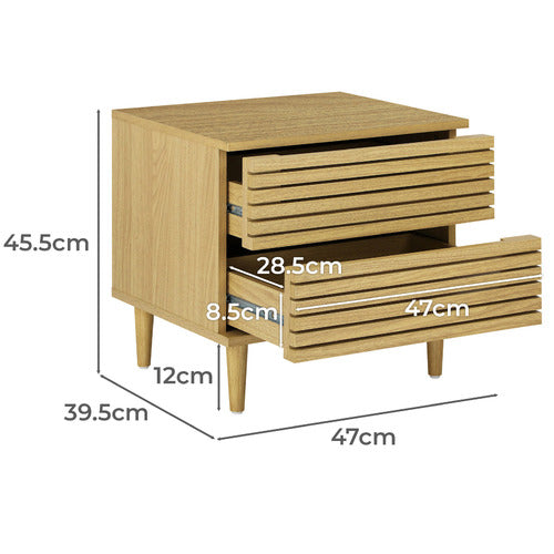 LIVING FUSION EMMA 2 DRAWER BEDSIDE TABLE