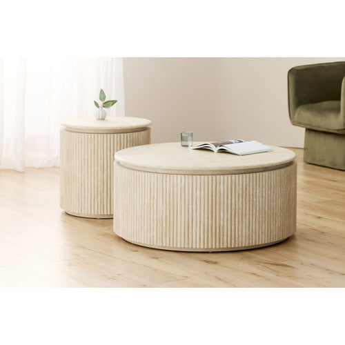 KEYS ROAD DESIGNS EMPRESS TRAVERTINE-LOOK COFFEE TABLE