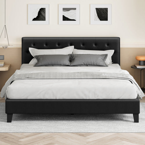 HOXTON ROOM BLACK VERNON FAUX LEATHER BED FRAME
