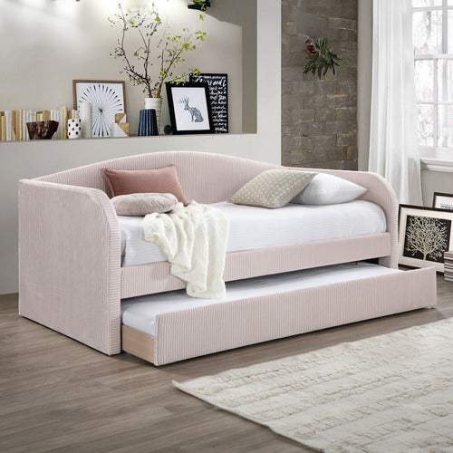 BY DESIGNS ESTHER VELVET SINGLE DAYBED WITH TRUNDLE