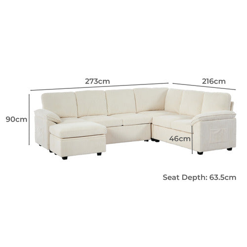 CASSINGTON HOME EVIANA 6 SEATER KING SINGLE MODULAR SOFA BED & OTTOMAN SET