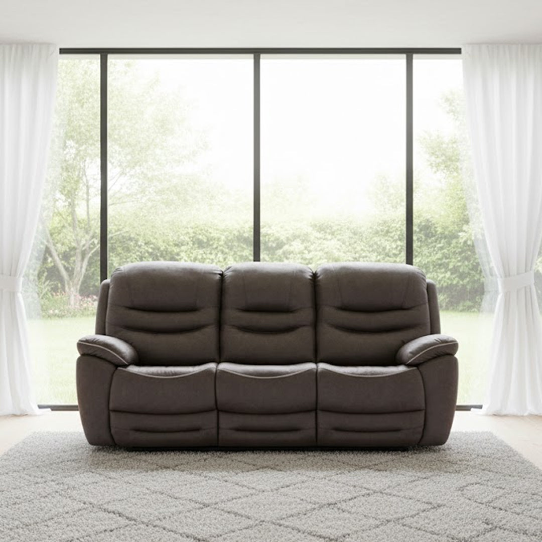 FEDERER FABRIC 3 SEATER WITH INBUILT RECLINERS CHARCOAL