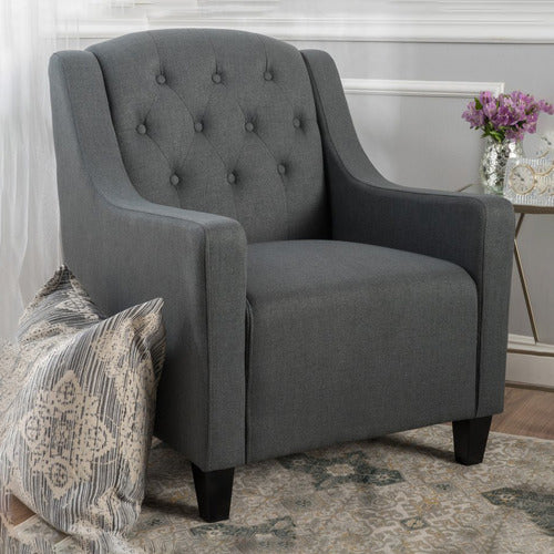 FURNITURE MARKET DARK GREY LAKEWOOD FABRIC ARMCHAIR
