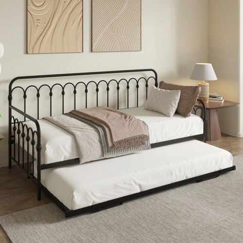 LIVING FUSION FAYE STEEL SINGLE DAYBED WITH TRUNDLE