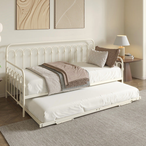 LIVING FUSION FAYE STEEL SINGLE DAYBED WITH TRUNDLE