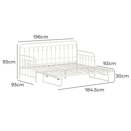 LIVING FUSION FAYE STEEL SINGLE DAYBED WITH TRUNDLE