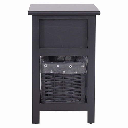 EVER DREAMING LIVING ELOISA BEDSIDE TABLE WITH WICKER BASKET