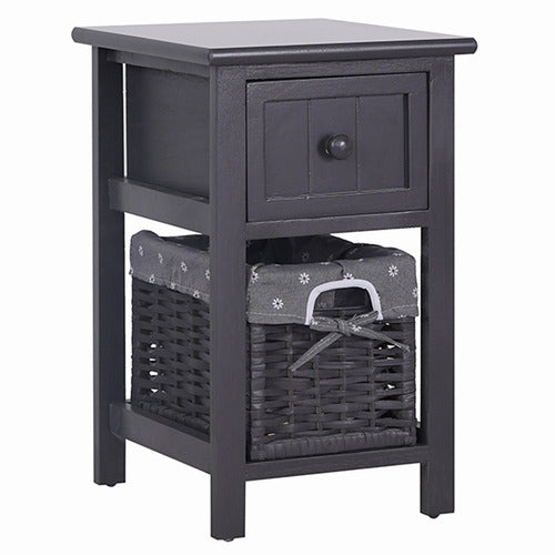 EVER DREAMING LIVING ELOISA BEDSIDE TABLE WITH WICKER BASKET
