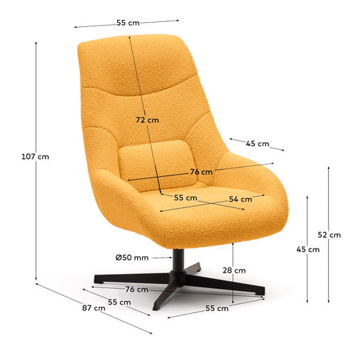 LINEA FURNITURE FINN BOUCLE SWIVEL ARMCHAIR
