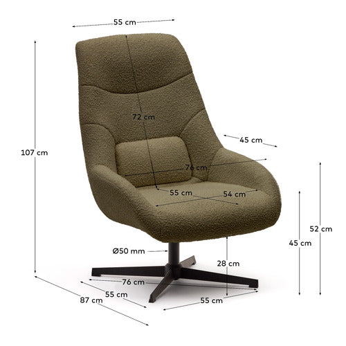 LINEA FURNITURE FINN BOUCLE SWIVEL ARMCHAIR