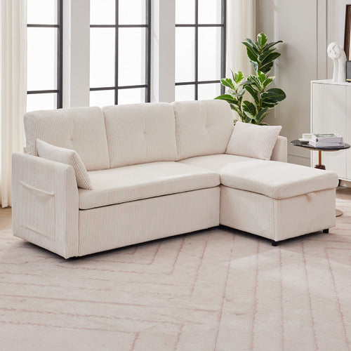 CASSINGTON HOME FONTANA 3 SEATER SINGLE CORDUROY SOFA BED WITH REVERSIBLE CHAISE