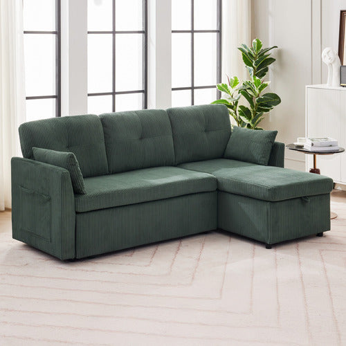 CASSINGTON HOME FONTANA 3 SEATER SINGLE CORDUROY SOFA BED WITH REVERSIBLE CHAISE