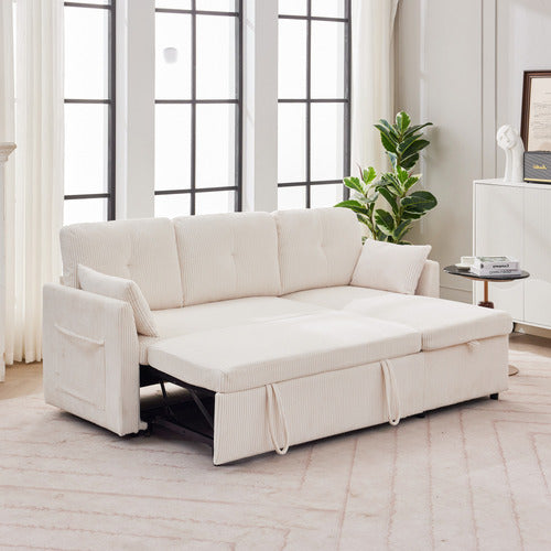 CASSINGTON HOME FONTANA 3 SEATER SINGLE CORDUROY SOFA BED WITH REVERSIBLE CHAISE
