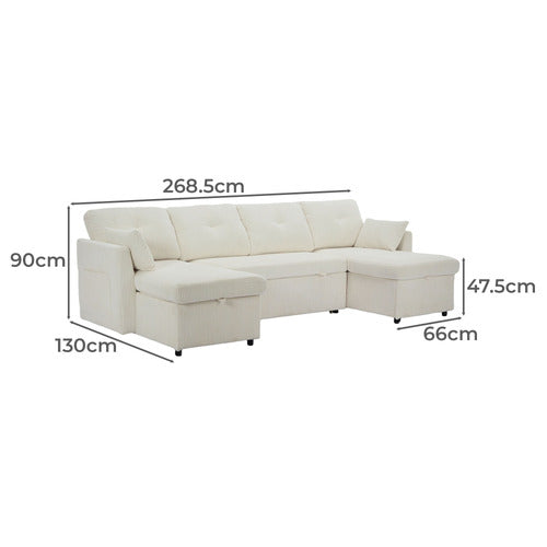 CASSINGTON HOME FONTANA 4 SEATER DOUBLE CHAISE SOFA BED