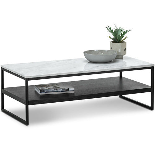 CONTINENTAL DESIGNS FRANCESCO CULTURED MARBLE-TOP COFFEE TABLE