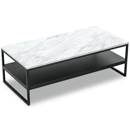CONTINENTAL DESIGNS FRANCESCO CULTURED MARBLE-TOP COFFEE TABLE