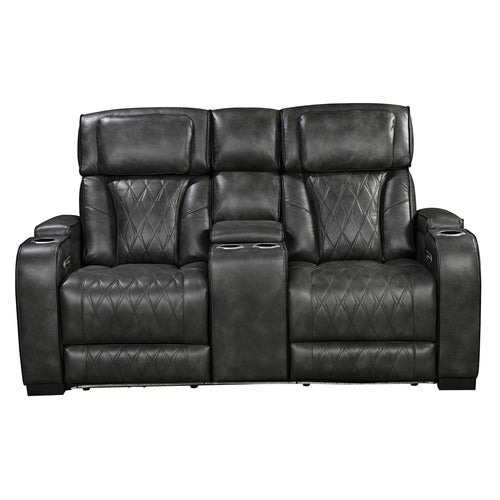 SOUTHERN STYLERS FREDERICK 2 SEATER LED FAUX LEATHER RECLINER SOFA