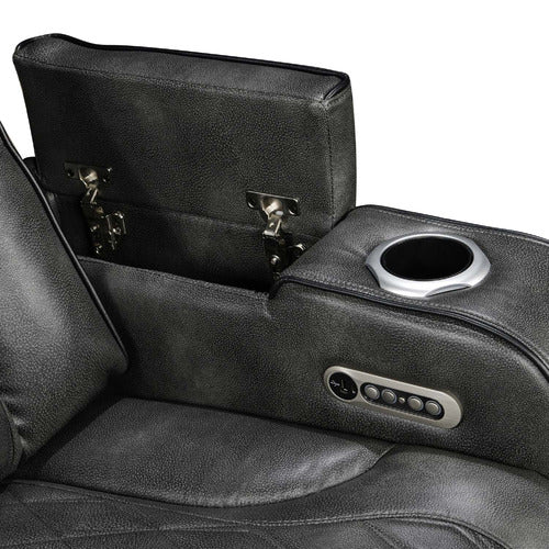 SOUTHERN STYLERS FREDERICK 2 SEATER LED FAUX LEATHER RECLINER SOFA