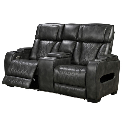 SOUTHERN STYLERS FREDERICK 2 SEATER LED FAUX LEATHER RECLINER SOFA