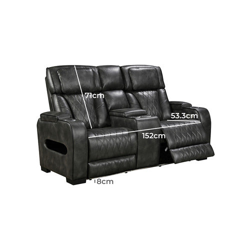 SOUTHERN STYLERS FREDERICK 2 SEATER LED FAUX LEATHER RECLINER SOFA