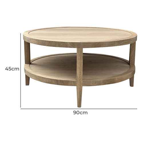 HAMILTON FURNITURE FRENCH ROUND OAK WOOD COFFEE TABLE