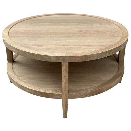 HAMILTON FURNITURE FRENCH ROUND OAK WOOD COFFEE TABLE
