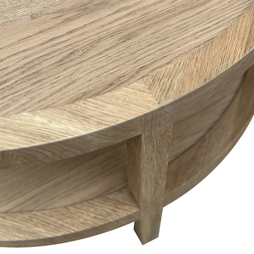 HAMILTON FURNITURE FRENCH ROUND OAK WOOD COFFEE TABLE