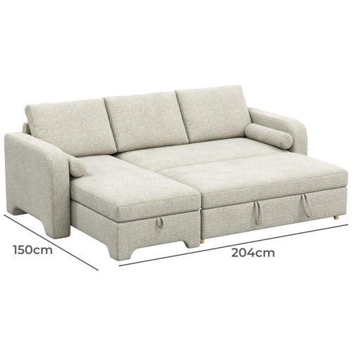 FRIDA 4 SEATER QUEEN SOFA BED WITH REVERSIBLE CHAISE