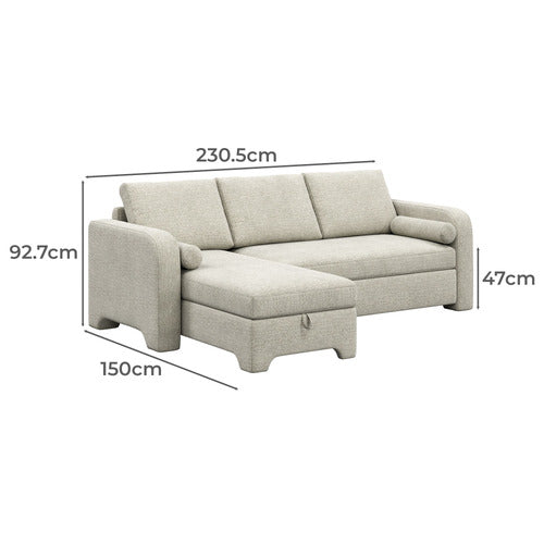 FRIDA 4 SEATER QUEEN SOFA BED WITH REVERSIBLE CHAISE
