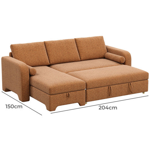 FRIDA 4 SEATER QUEEN SOFA BED WITH REVERSIBLE CHAISE