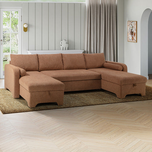 FRIDA 4 SEATER STORAGE SOFA BED WITH DOUBLE CHAISE